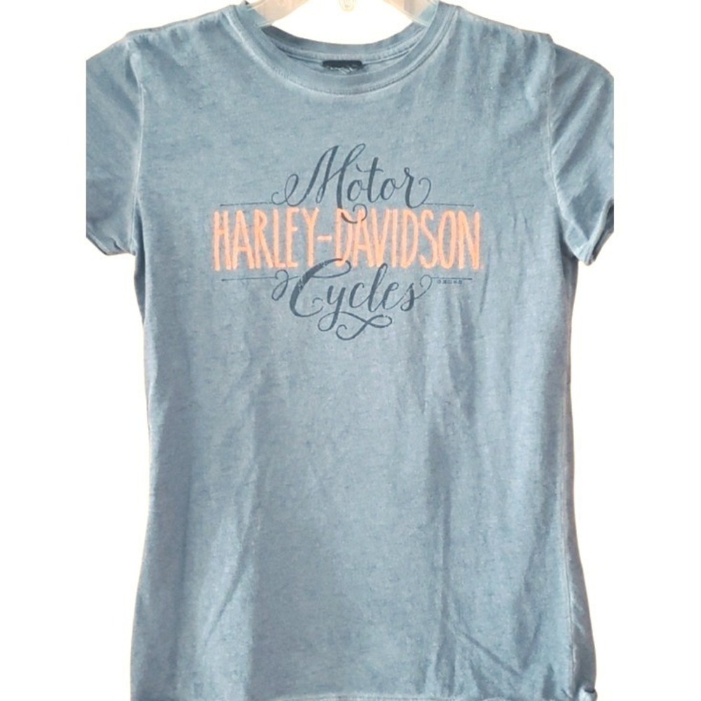 Harley Davidson Womans Logo Short Sleeve Shirt In Grey Size Small